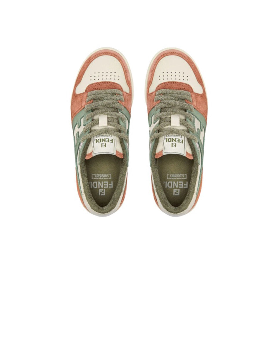 FENDI Match calfskin round toe lace-up platform low top sneakersSize: 36-45