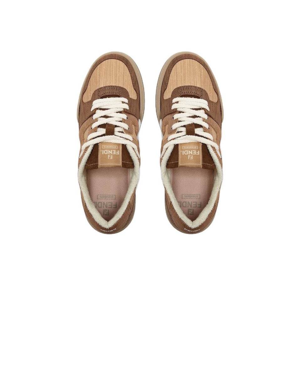 FENDI Match calfskin round toe lace-up platform low top sneakersSize: 36-45