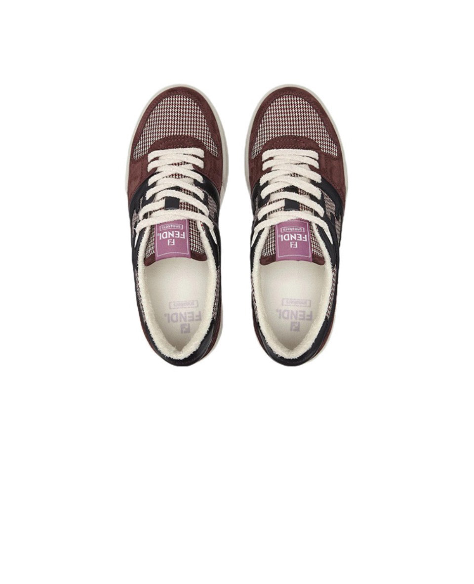 FENDI Match calfskin round toe lace-up platform low top sneakersSize: 36-45
