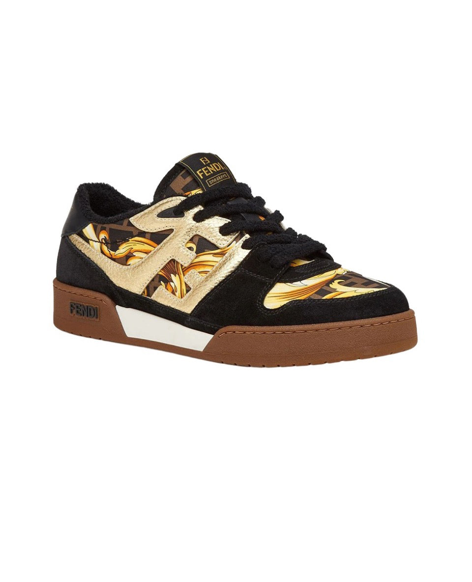 VERSACE x FENDI Match Fendace Polyester (polyester) leather printed satin fashion sneakers Size: 36-45