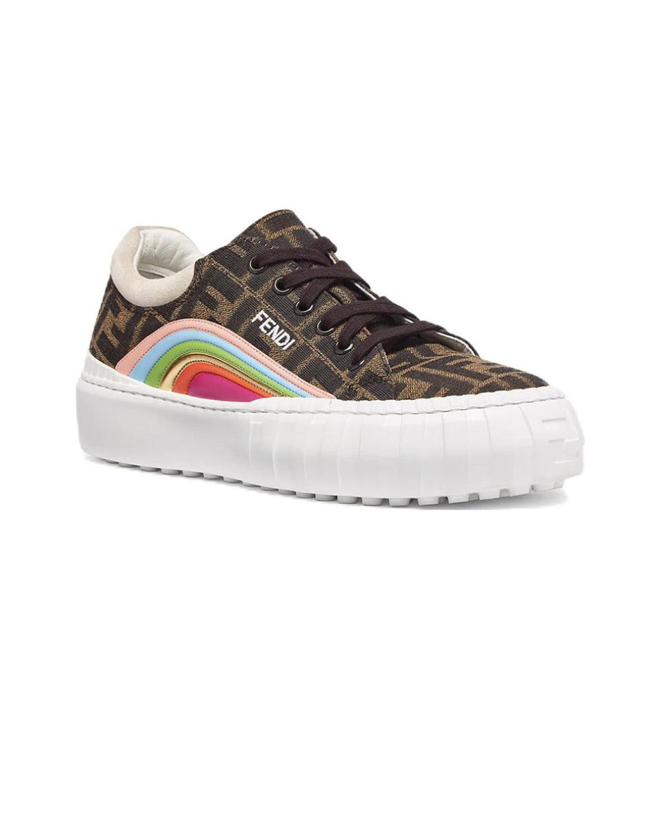 Fendi Force leather printed shock absorption anti-slip wear low top life casual shoes Size: 36-45