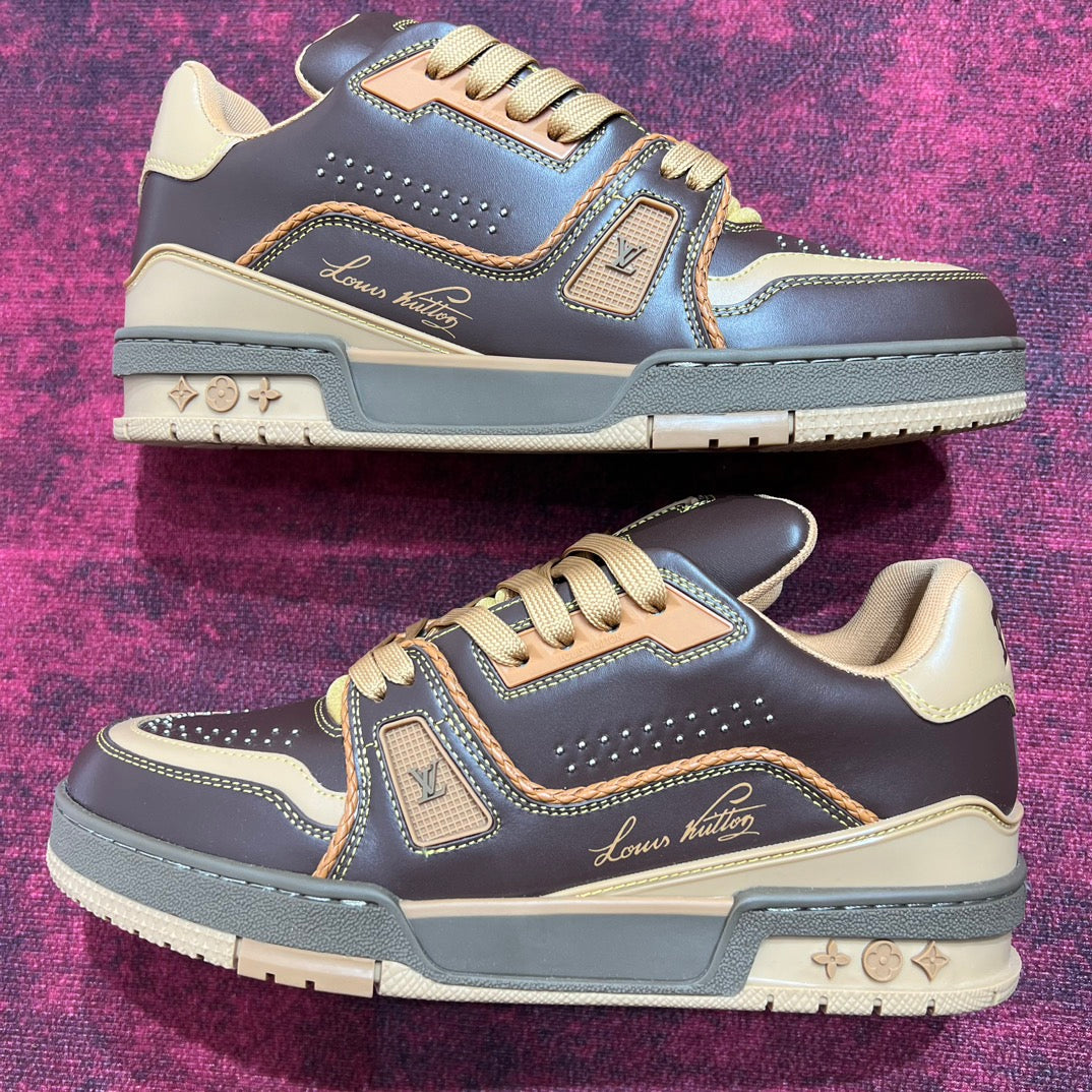 [LOUIS VUITTON] LV Classic Trendy Shoes! Made of imported genuine leather, water-dyed cowhide lining, original version of durable and lightweight, high-quality fine products! Size: 35-45 (46 can be customized)