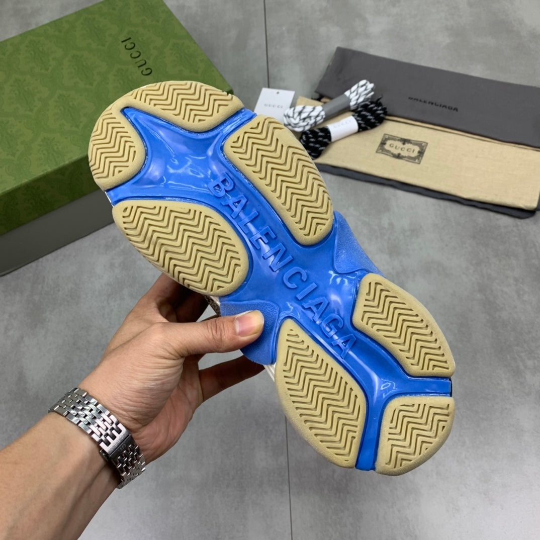 GUCCI x Balenciaga lace-up round toe low top Daddy shoes. The upper adopts imported cowhide,