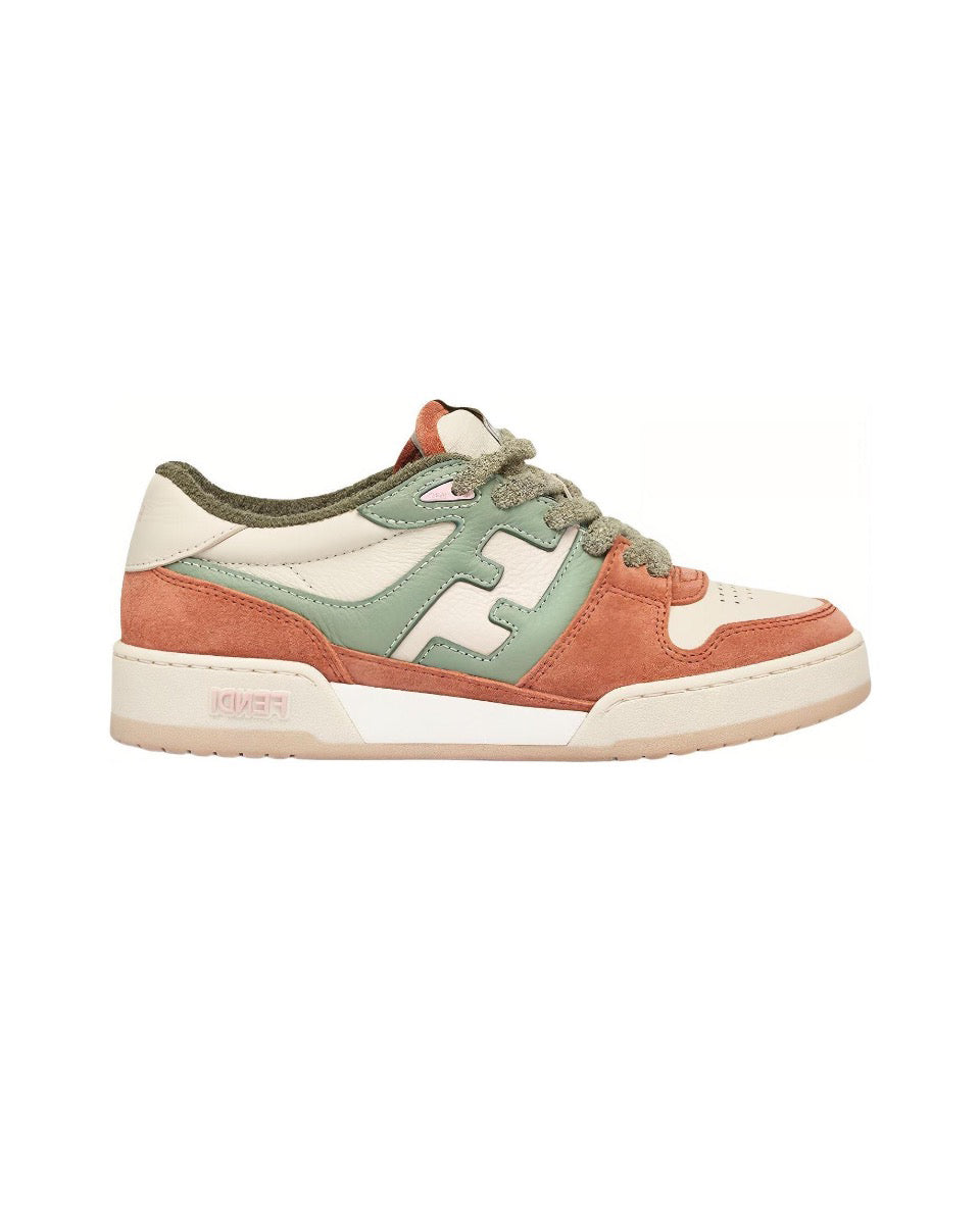 FENDI Match calfskin round toe lace-up platform low top sneakersSize: 36-45