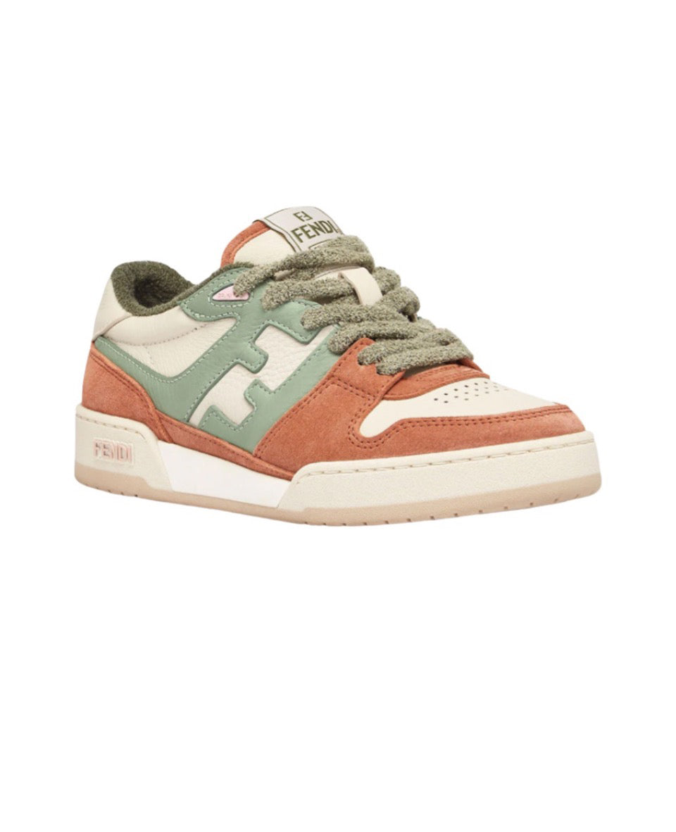 FENDI Match calfskin round toe lace-up platform low top sneakersSize: 36-45