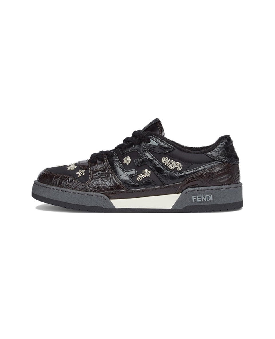 FENDI Match calfskin round toe lace-up platform low top sneakersSize: 36-45