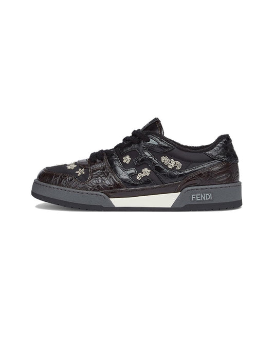 FENDI Match calfskin round toe lace-up platform low top sneakersSize: 36-45