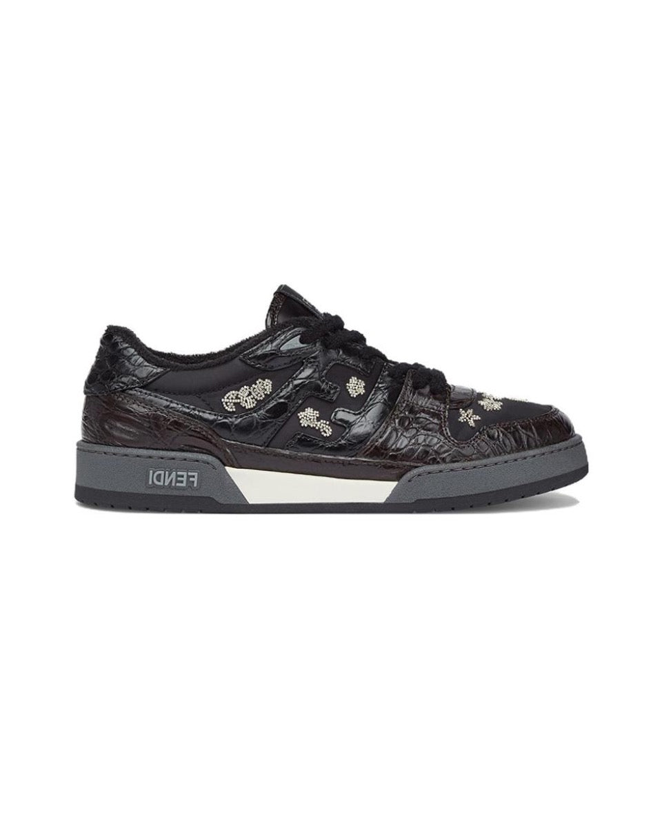 FENDI Match calfskin round toe lace-up platform low top sneakersSize: 36-45