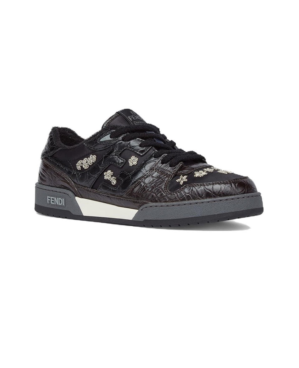 FENDI Match calfskin round toe lace-up platform low top sneakersSize: 36-45
