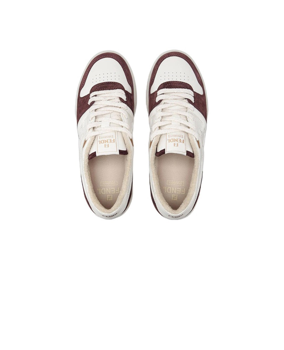 FENDI Match calfskin round toe lace-up platform low top sneakersSize: 36-45