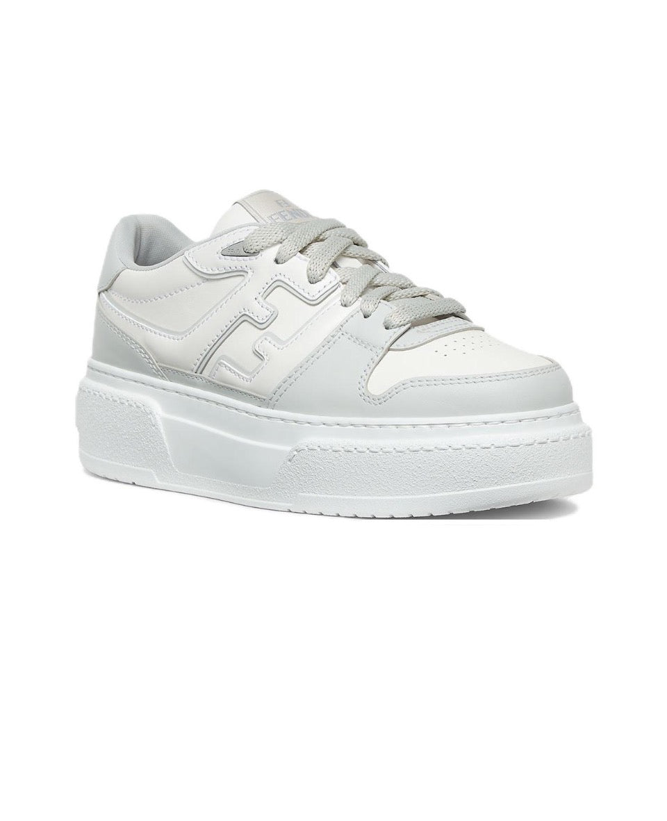 FENDI Match calfskin round toe lace-up platform low top sneakersSize: 36-45
