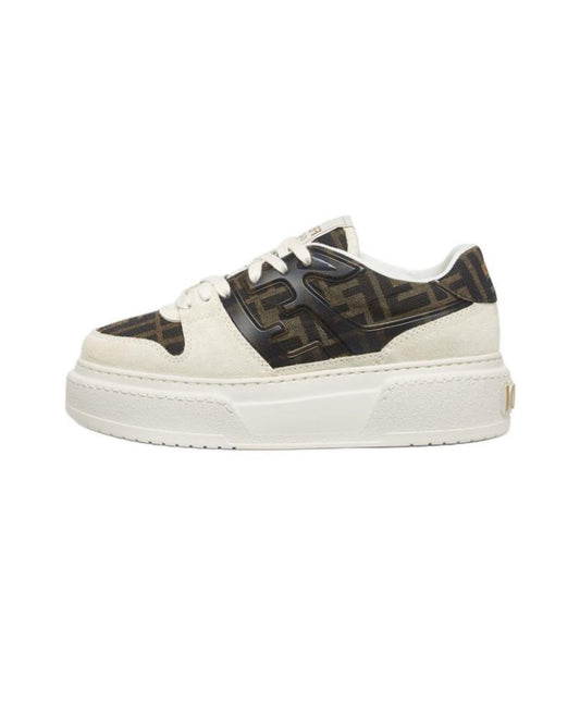 FENDI Match calfskin round toe lace-up platform low top sneakersSize: 36-45