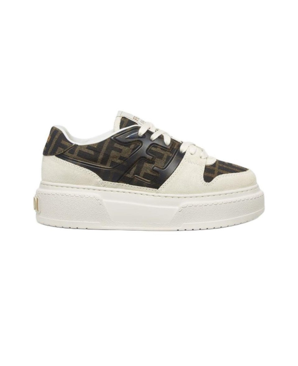 FENDI Match calfskin round toe lace-up platform low top sneakersSize: 36-45