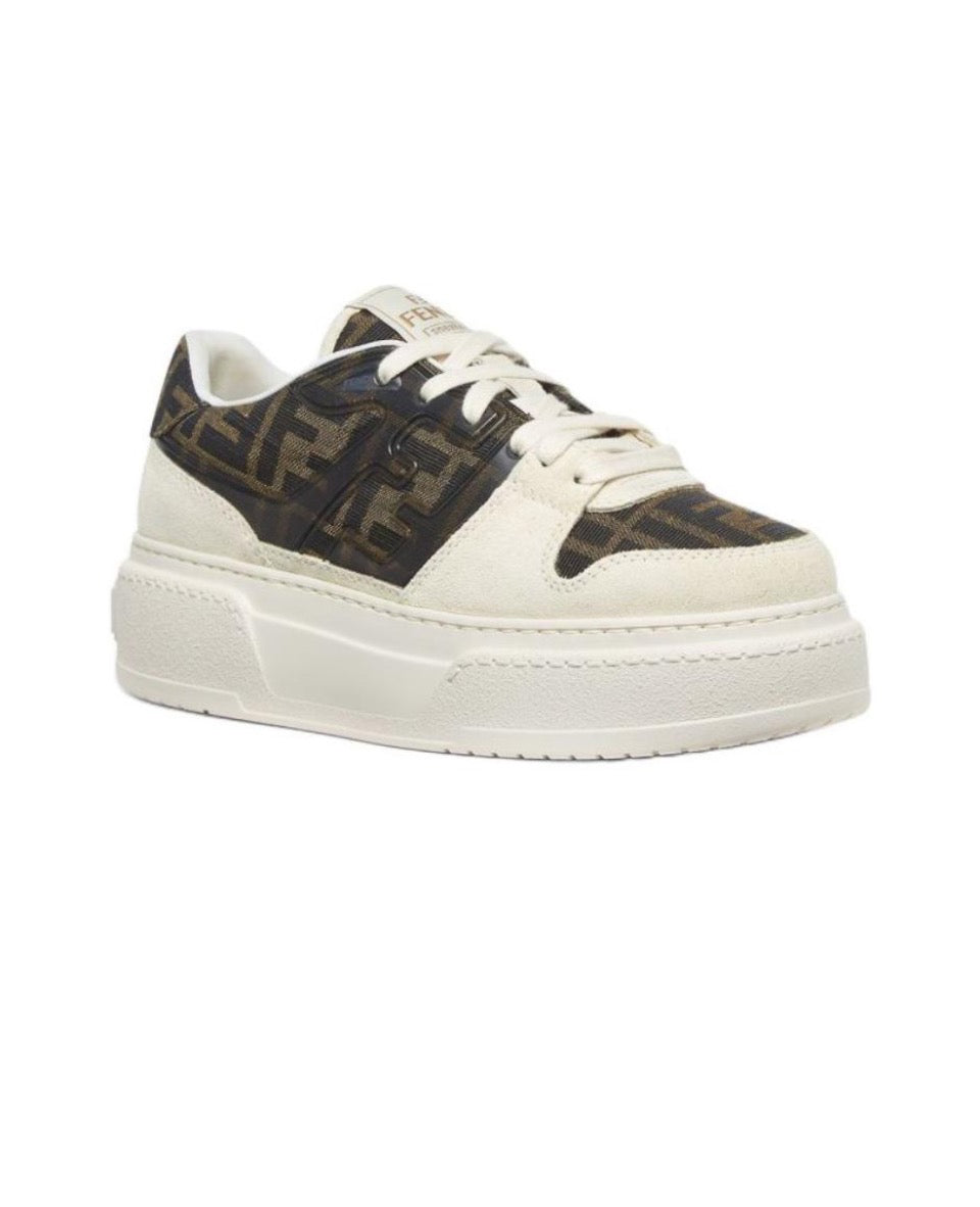 FENDI Match calfskin round toe lace-up platform low top sneakersSize: 36-45