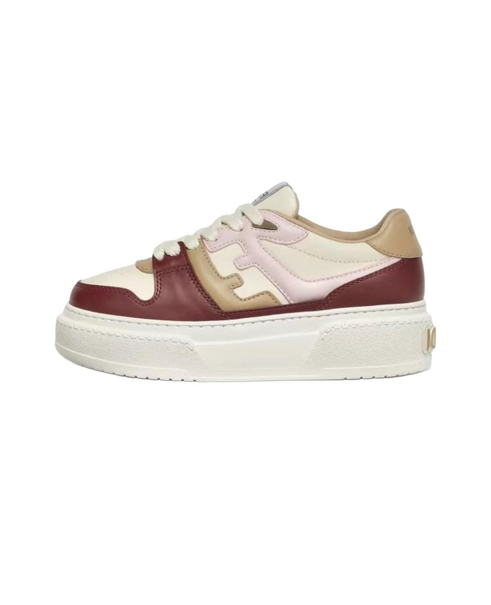 FENDI Match calfskin round toe lace-up platform low top sneakersSize: 36-45