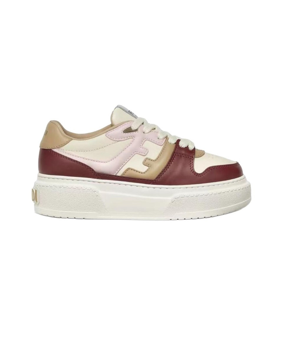 FENDI Match calfskin round toe lace-up platform low top sneakersSize: 36-45