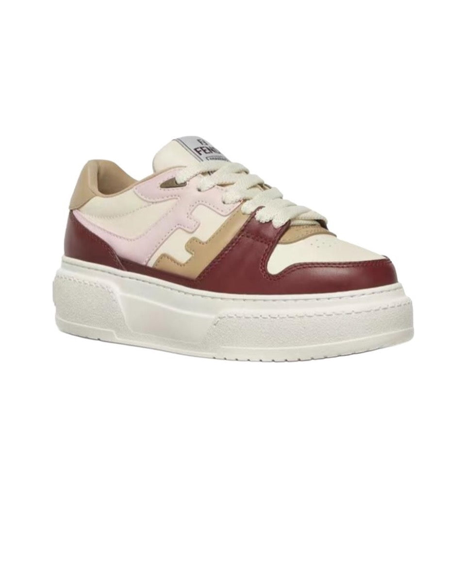 FENDI Match calfskin round toe lace-up platform low top sneakersSize: 36-45