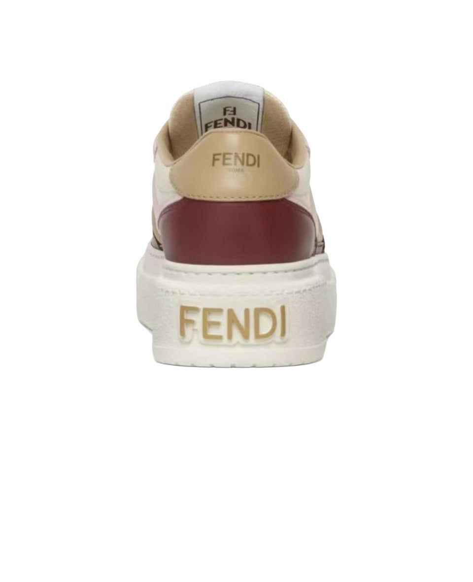 FENDI Match calfskin round toe lace-up platform low top sneakersSize: 36-45
