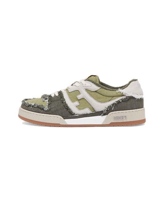 FENDI Match calfskin round toe lace-up platform low top sneakersSize: 36-45