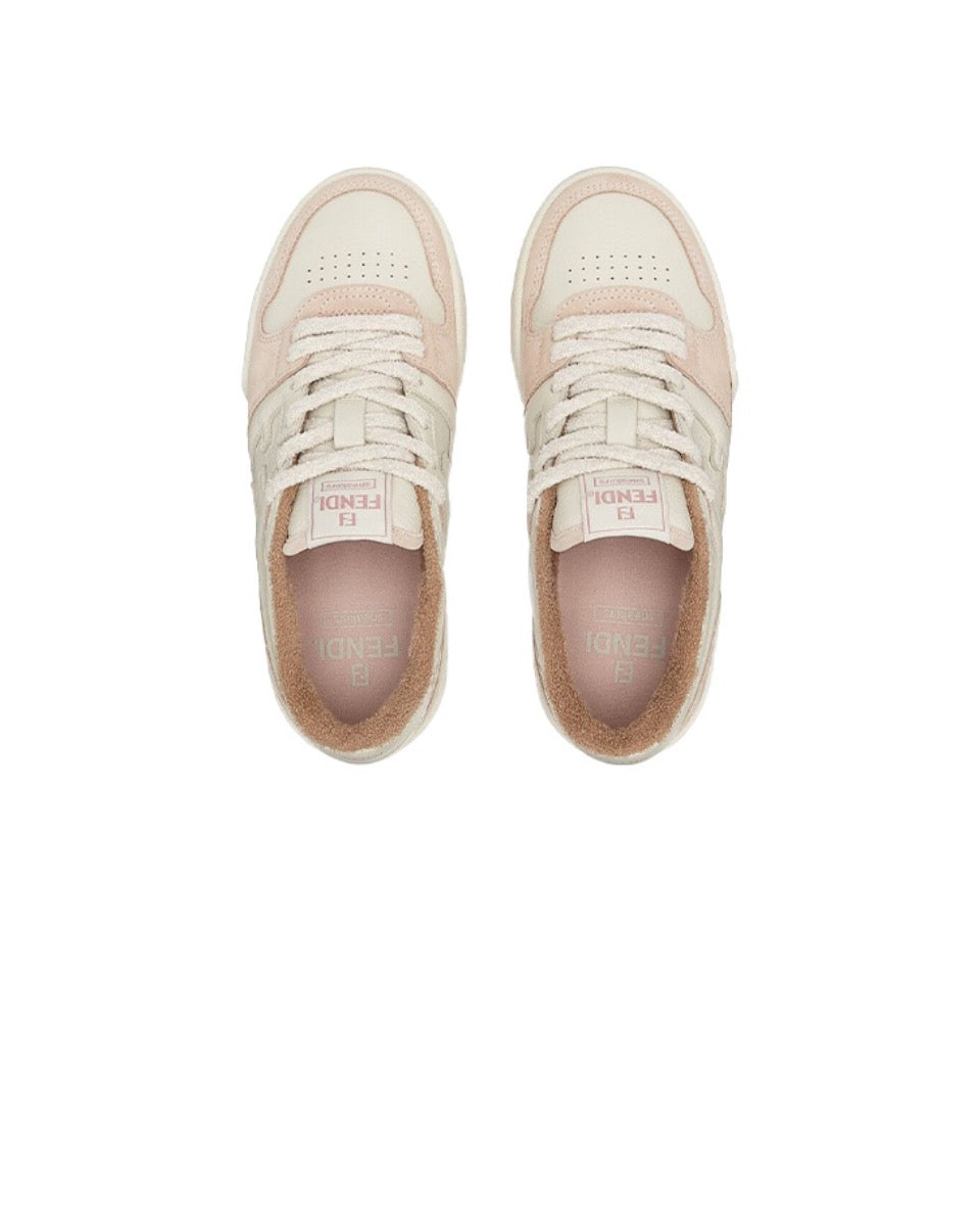 FENDI Match calfskin round toe lace-up platform low top sneakersSize: 36-45
