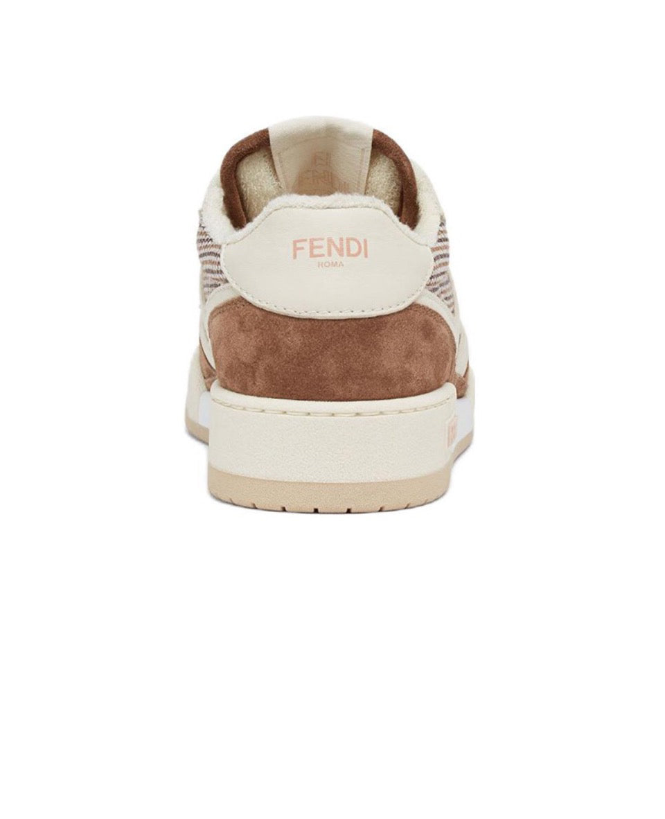 FENDI Match calfskin round toe lace-up platform low top sneakersSize: 36-45