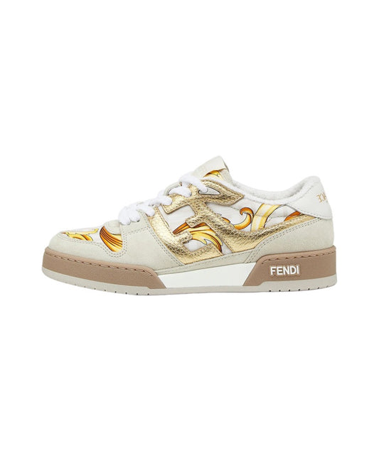 FENDI Match calfskin round toe lace-up platform low top sneakersSize: 36-45