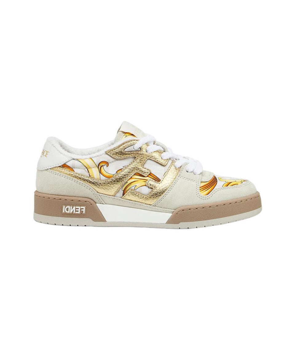 FENDI Match calfskin round toe lace-up platform low top sneakersSize: 36-45