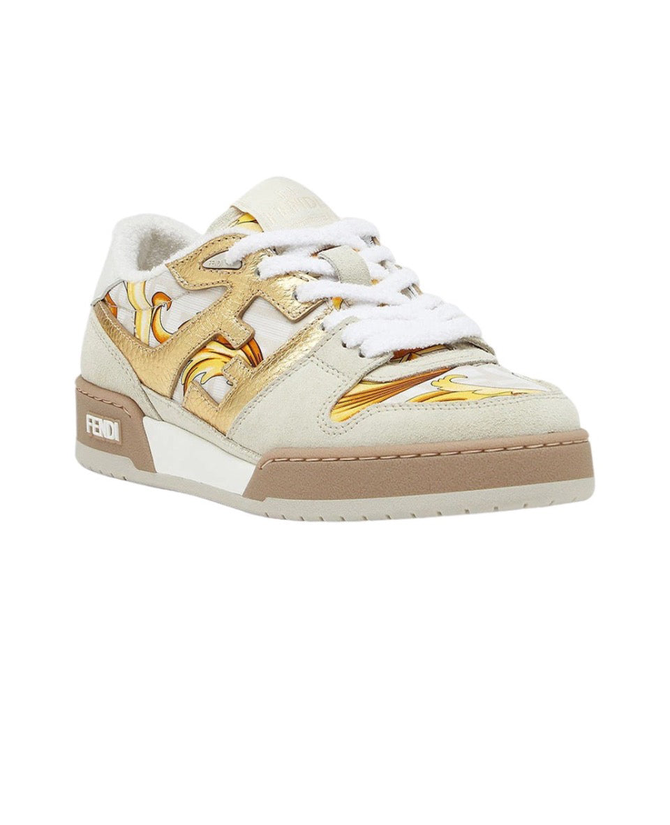 FENDI Match calfskin round toe lace-up platform low top sneakersSize: 36-45