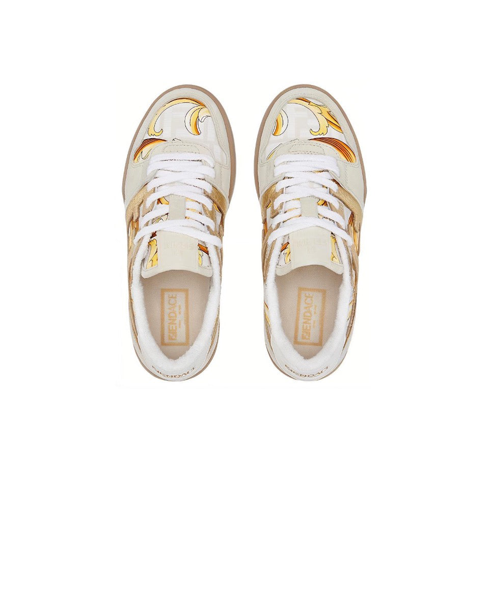 FENDI Match calfskin round toe lace-up platform low top sneakersSize: 36-45