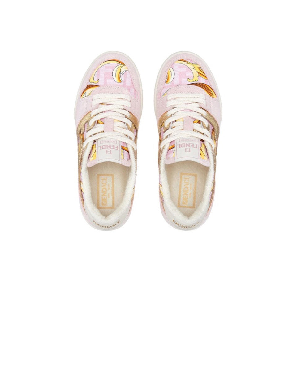VERSACE x FENDI Match Fendace Polyester (polyester) leather printed satin fashion sneakers Size: 36-45