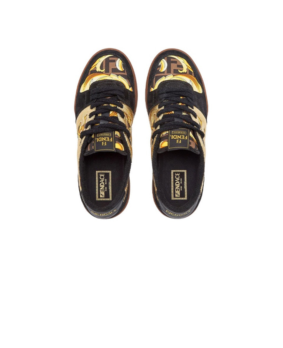 VERSACE x FENDI Match Fendace Polyester (polyester) leather printed satin fashion sneakers Size: 36-45