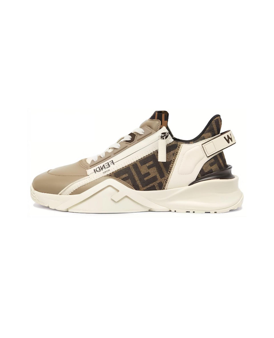 FENDI Flow leather round head lace-up flat heels comfortable all-match low top sneakers Size: 36-45