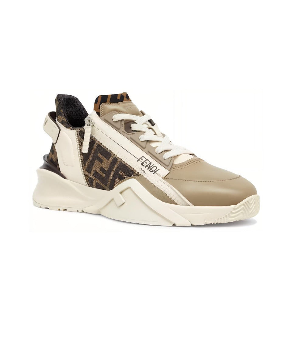 FENDI Flow leather round head lace-up flat heels comfortable all-match low top sneakers Size: 36-45