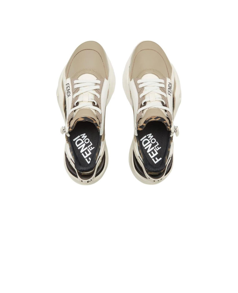 FENDI Flow leather round head lace-up flat heels comfortable all-match low top sneakers Size: 36-45