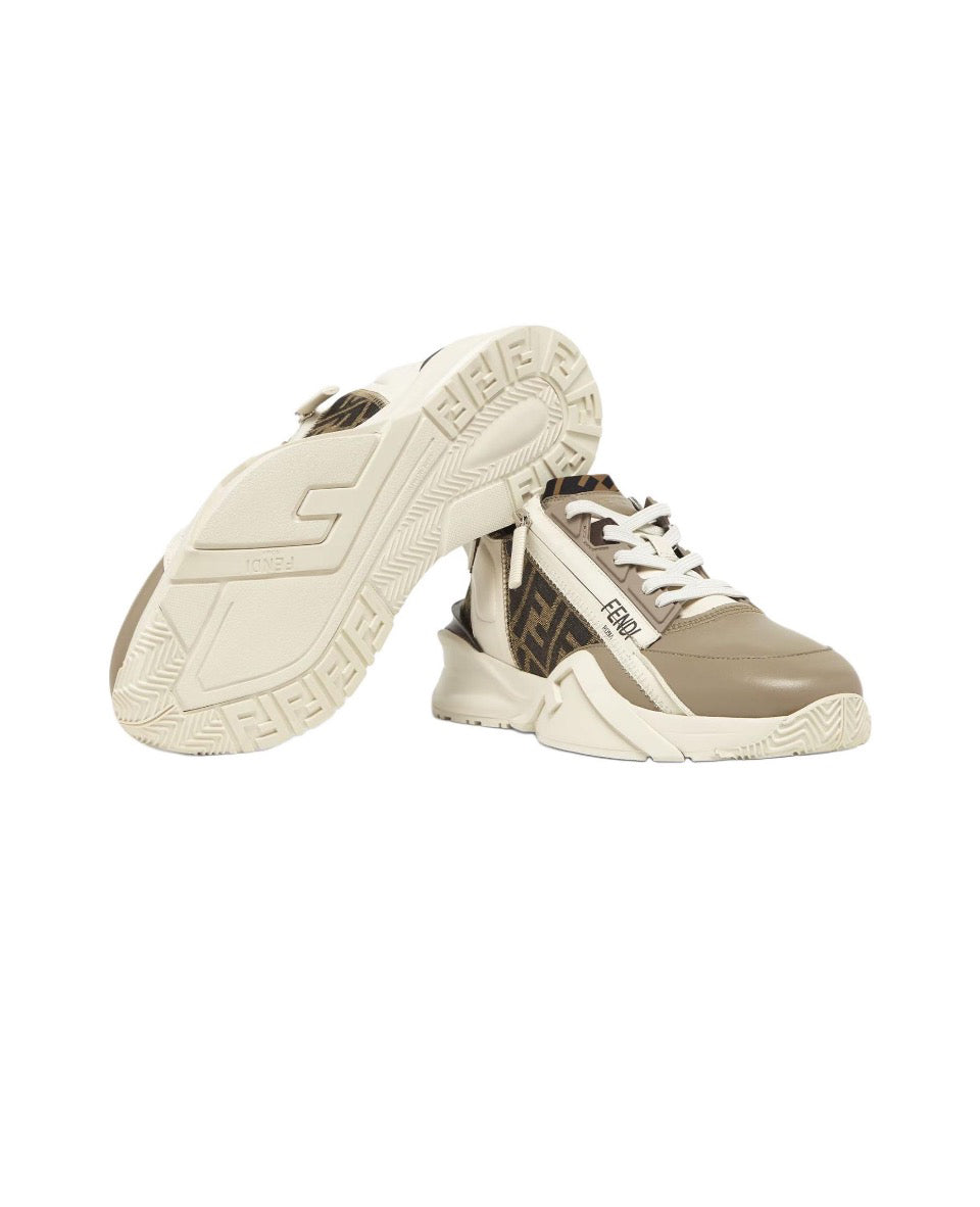 FENDI Flow leather round head lace-up flat heels comfortable all-match low top sneakers Size: 36-45