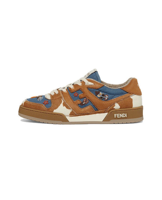FENDI Match calfskin round toe lace-up platform low top sneakers Size: 36-45