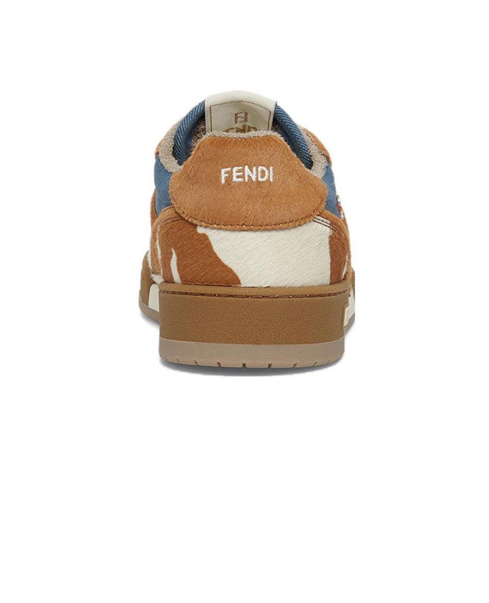 FENDI Match calfskin round toe lace-up platform low top sneakers Size: 36-45