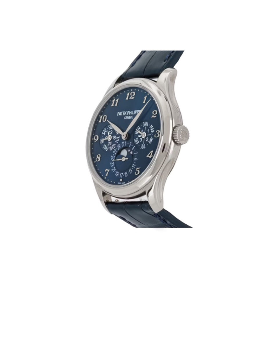 PATEK PHILIPPE Super Complex Function Timepiece series Automatic mechanical movement Silver timemark Men's Swiss Watch Blue dial 18K white gold case crocodile leather strap