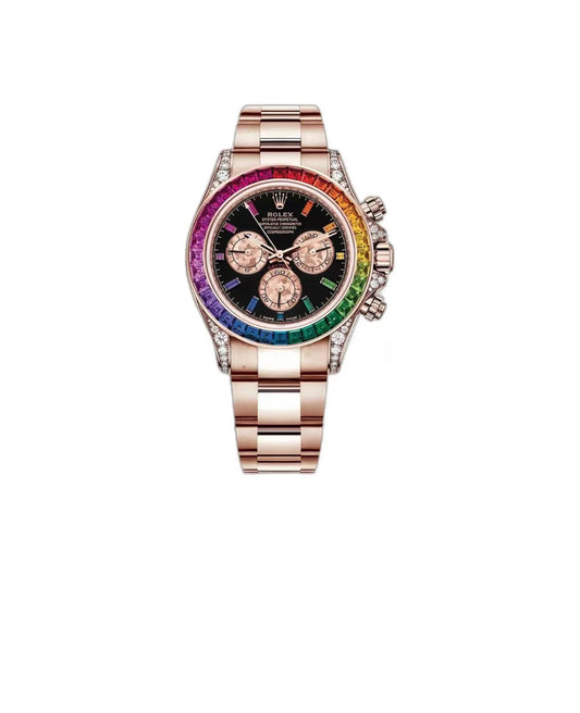 ROLEX Rolex Automatic Mechanical Movement 100 meters waterproof men's watch 40mm black dial 18kt rose gold sapphire case 18kt rose gold strap