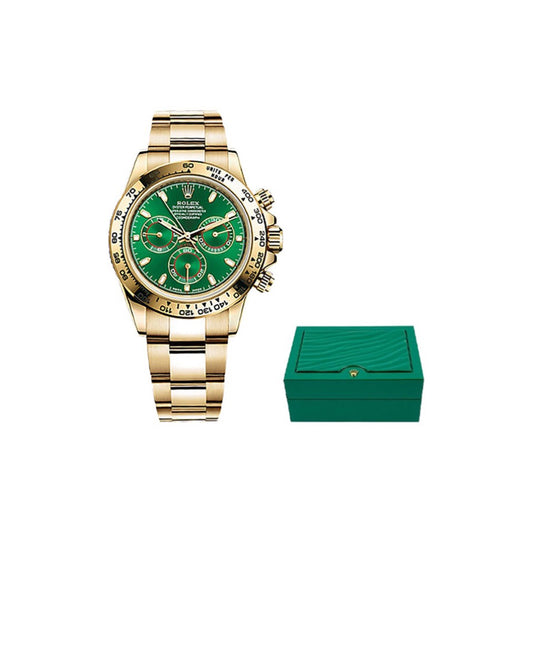 ROLEX Rolex Cosmic meter Datona Mechanical movement timing 100 meters waterproof men's Swiss watch 40mm green dial 18ct gold case Oyster steel 18ct gold strap
