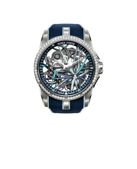 Roger Dubi King series automatic mechanical movement diamond-set men's watch Swiss watch 42mm hollow dial K gold 18K white gold case