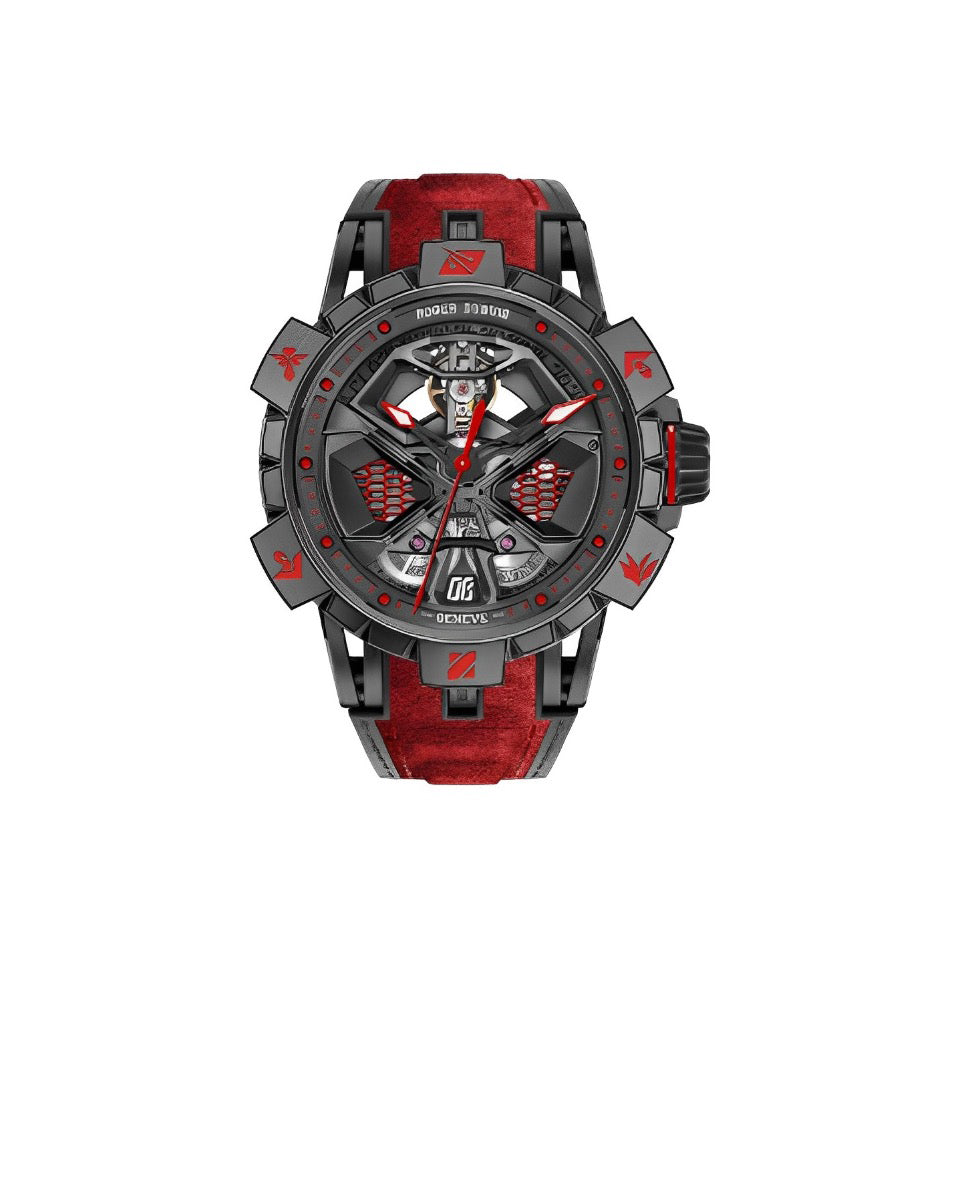 Roger Dubi automatic mechanical movement 50 meters waterproof men's watch Swiss watch 45mm hollow dial titanium metal case rubber strap RDDBEX0974