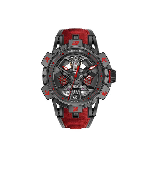 Roger Dubi automatic mechanical movement 50 meters waterproof men's watch Swiss watch 45mm hollow dial titanium metal case rubber strap RDDBEX0974