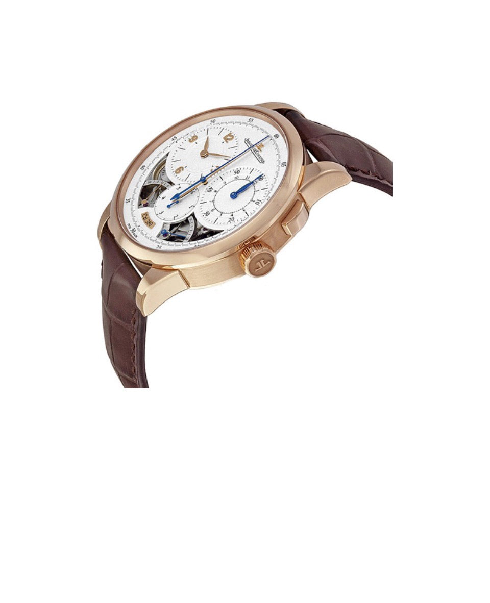JAEGER-LECOULTRE series manual mechanical movement 50 meters waterproof men's Swiss Watch 42mm silver dial 18K rose gold case